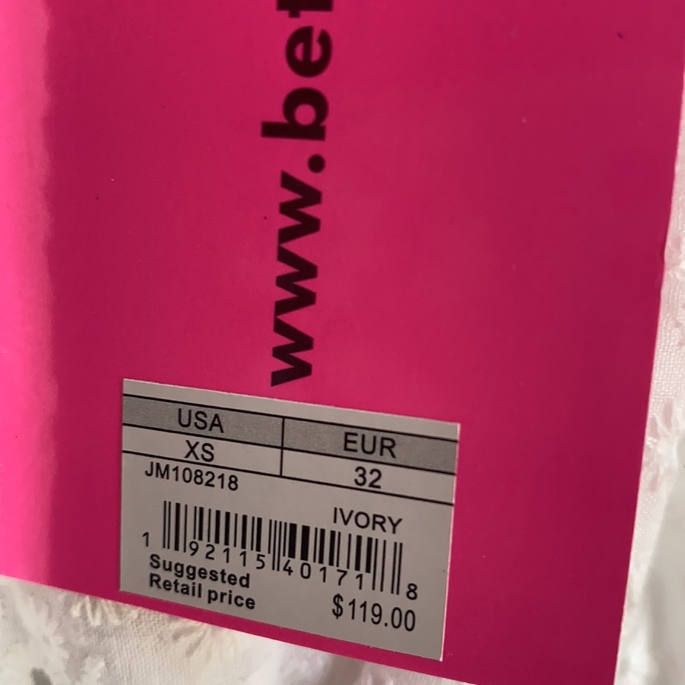 NWT BETSEY JOHNSON White Puff Sleeve Off the Shoulder Eyelet MIDI Dress XS - Picture 5 of 6